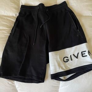 Givenchy Men's Black and White Athletic Shorts